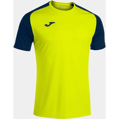 Joma Academy IV Shirt Korte Mouw Kinderen - Fluogeel / Marine | Maat: 96-104