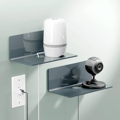 Famanu - Acryl wandplanken set van 2, zelfklevend 23 cm, transparant design voor woonkamer of keuken