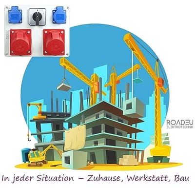 Bouwstroomverdeler met Hoofdschakelaar - 2x CEE 16A en 2x Schuko 230V - Waterdicht IP44 voor Werkplaatsen en Garages