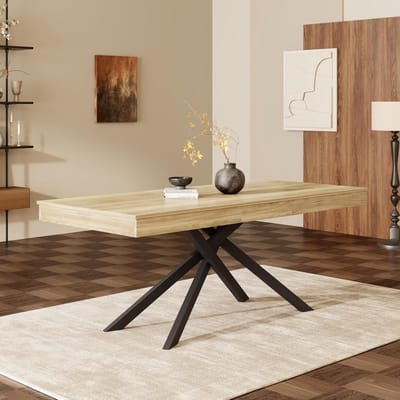 Uittrekbare eettafel - Verstelbare tafel - Gezellig tafelen - Verdikt tafelblad - 140 tot 180 cm - Eikenkleur