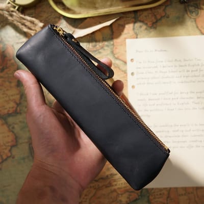 Leren Pennenmap – Pennenhouder voor Mannen en Vrouwen, Geschikt voor 15+ Pennen, Compact en Stijlvol – Zwart