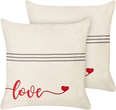 PLUMERIA - Sierkussen set van 2 - Beige - 45 x 45 cm - Katoen