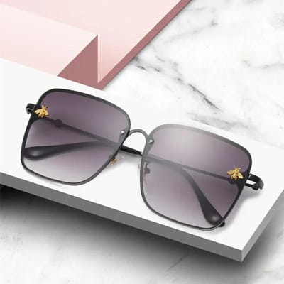 Mode Gouden Bij Vierkante Zonnebril Dames Retro Oversized Bril Heren Shades Metalen Frame Dames zonnebril zonnebril dames gray