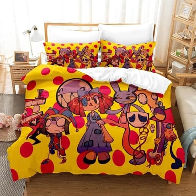 3D Printen The Amazing Digital Circus Beddengoedset Cartoon Anime driedelige set Volwassene Kind Slaapkamer Dekbedovertreksets Huishoudtextiel US Twin 173x218cm