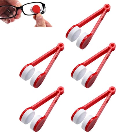 5-stuks Brillenreinigingsclip - Microvezel brillenreinigingsborstel - Draagbare brillenreiniger - Zachte reinigingsborstel - Reinigt vuil - Zacht voor brillen - Geschikt voor brillen, zonnebrillen, enz. - Rood