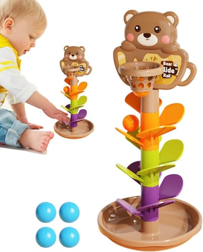 Ballenbaan Speelgoed - Draaiende Toren - Educatief Stapelspel - Interactieve Klimbaan - 33 cm Hoog