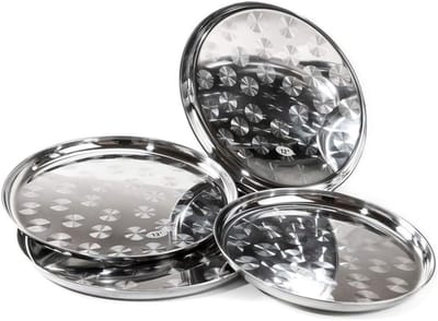 Borvat® RVS Dienbladen Set – 4-delig – Roestvrij Staal – 11 t/m 14 inch – Stevige Serveer- en Decoratieschalen