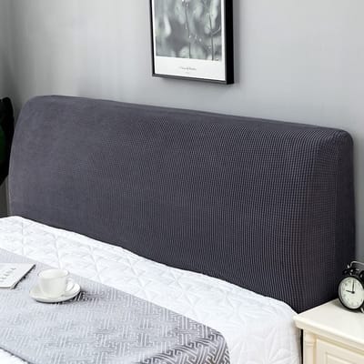 Dailygoods - Hoofdbordbekleding - Stretch Hoofdbordhoes - Beschermhoes voor Gevoerd Hoofdeinde - Grijs - Rekbare Overtrek - Geschikt voor 220-240 cm