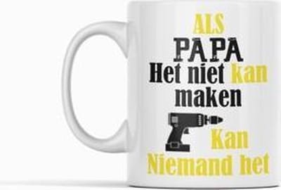 Passie voor stickers Witte koffie mok / beker met tekst: Als papa het niet kan maken kan niemand het - geel