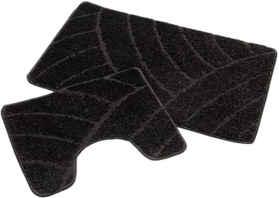 Badmat Set Nevada – Douchemat 50x80 cm & WC Mat 40x50 cm – Zachte Chenille Badkamermat – Antislip – Wasbaar – Oeko-Tex– Zwart
