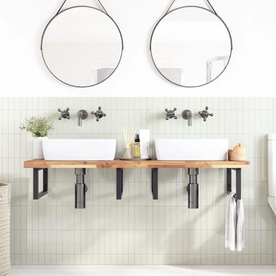 vidaXL - Badkamer - wandschap - staal - en - massief - acaciahout