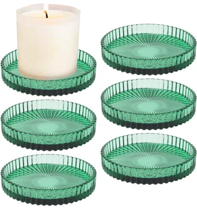 Solidchoice- Theelichthouder 6 Stuks - Glazen Kandelaar - Rond - Decoratie - 9 cm - Transparant Glas