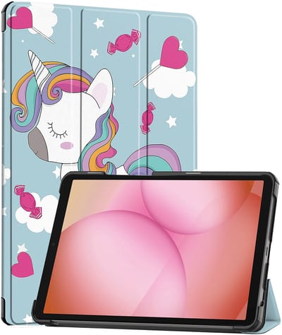 Hoes - Geschikt voor Samsung Galaxy Tab A11 - Dun & Stevig - Trifold Bookcase - Hard Cover - Hardcover Book Case - Tablet Hoesje - Eenhoorn