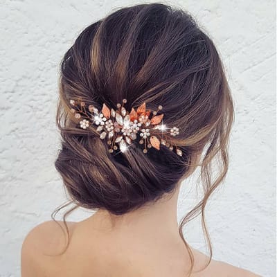 Bruidshaarkam Bloemen Parel Kristal Hoofdtooi Roségoud Haaraccessoire voor Bruiloft en Feest