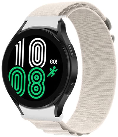 Nylon loop bandje - Geschikt voor Samsung Galaxy Watch 7 (40 & 44mm) / Watch 6 (Classic) / Watch 5 (Pro) / Watch 4 (Classic) / Watch FE - hook sluiting - wit