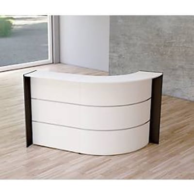 Gebogen ontvangstbalie Faro Kompakt, 2 elementen, kabelgeleiding, B 1750 x D 950 x 1120 mm, wit/antraciet