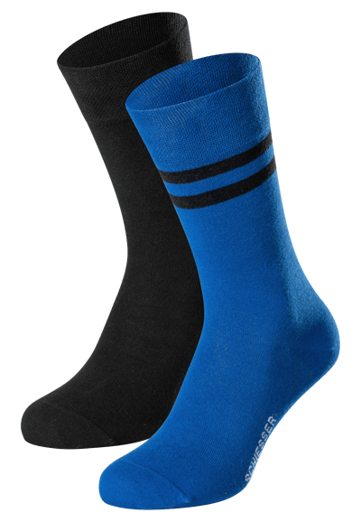 Herensokken, set van 2, zwart/blauw - Fashion 39/42