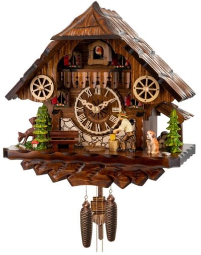 Engstler - 4441_QM - Koekoeksklok - Kwarts - Notenhout - met muziek - 31 cm
