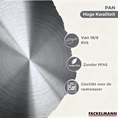 Set van 3 pannen 20 24 en 28 cm van roestvrij staal en deksels, 3 roestvrijstalen kookpotten 16, 20 en 24 cm Fackelmann Geneva
