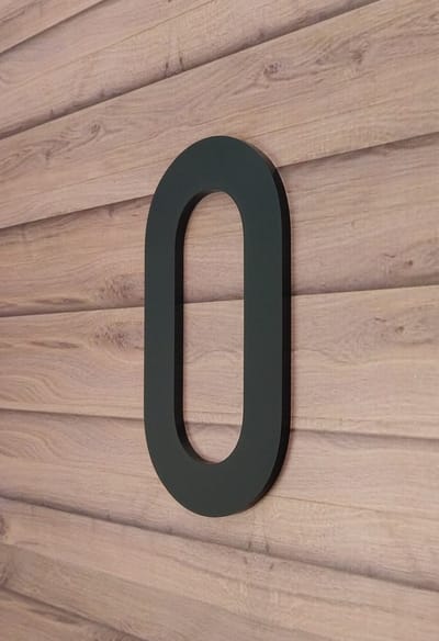 Huisnummer zwart nr. 0 - cijfer 15cm hoog - 8mm dik - kleur zwart mat - DIN