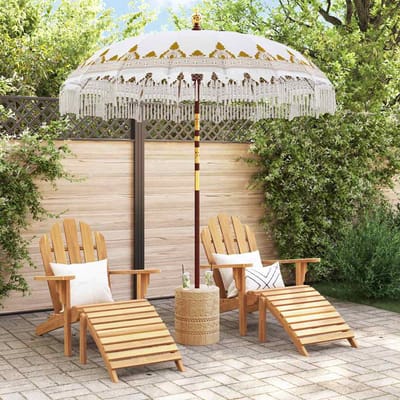 vidaXL - Balinese - Parasol - 215 - x - 215 - x - 260 - cm - Katoen - Rond - Crèmekleurig