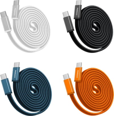 Phreeze USB C Kabels 240W 1M Set - 4 Stuks - USB-C naar USB-C - Oplaadkabel & Datakabel - USB-C Kabel - Oplader Kabel geschikt voor Smartphone, Tablet & Laptop USB C - USB Type C Laadkabel