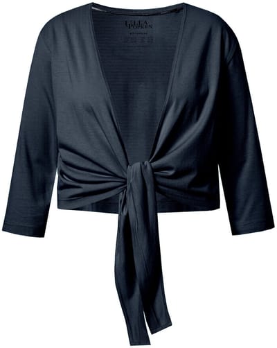 Ulla Popken - Dames - Bolero kort jasje jersey 3/4-mouwen zoomknoop - Marine - Maat 46+