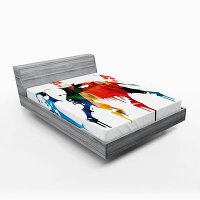 ABAKUHAUS Abstract hoeslaken, Wilde Olifant, Zachte decoratieve stof met elastische band, 160 x 200 cm, Multicolor