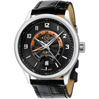 Gevril GV2 Men's Giromondo Black Dial Black Calfskin Leather Watch 42300
