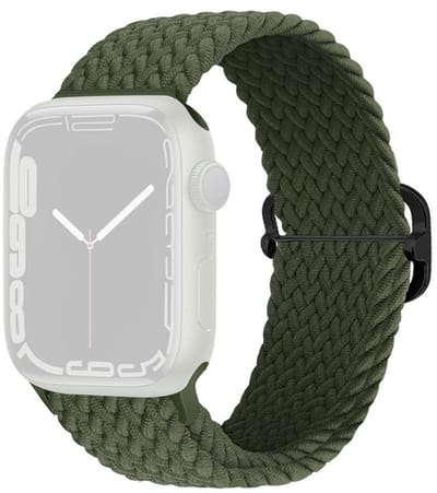 Nylon bandje - geschikt voor Apple Watch 1/2/3/4/5/6/7/8/9/10/11/ SE (1,2,3) met maat 38 mm / 40 mm / 41 mm en 42 mm (Watch 10/11) - gevlochten nylon - army