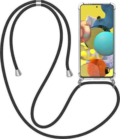 Telefoonhoesje Geschikt voor Samsung Galaxy A51 5G met Koord en Stootrand - TPU Backcover Shockproof met Lanyard - Smartphonica geschikt voor Samsung Galaxy A51 5G