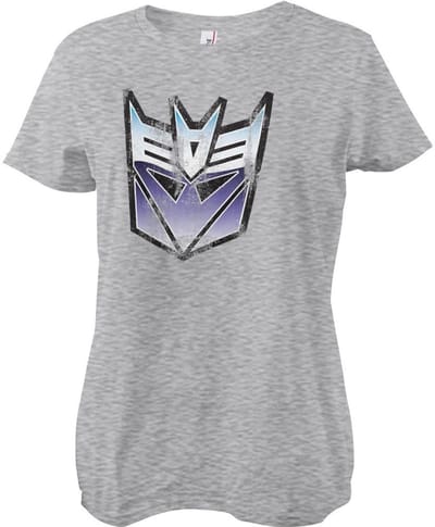 Transformers Distressed Decepticon Shield Girly T-shirt Dames T-shirt Heathergrey