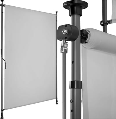 tectake® Klemluifel Taija met Handslinger - 100 x 310 cm - Zonwering - Verticaal Zonnescherm - Ondoorzichtig Rolgordijn Buiten - In Hoogte Verstelbare Luifel voor Terra en Tuin - Snel te Monteren Balkonscherm - Lichtgrijs