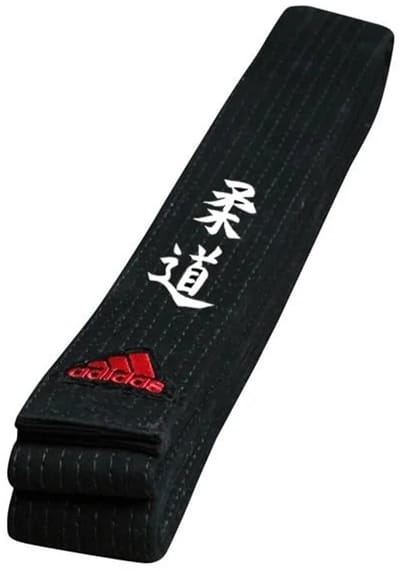 Judoband Adidas Elite met Japanse judokarakters | Zwart (Maat: 340)
