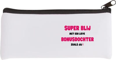 Akyol - super blij met een lieve bonusdochter zoals jij Etui - Dochter - de liefste bonusdochter - verjaardag - cadeautje voor dochter - dochter artikelen - kado - geschenk - 20 bij 9 cm