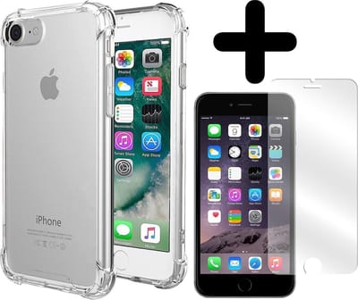 Hoesje - Met Screenprotector - Geschikt voor Apple iPhone SE (2020) - Sterk & Shockproof - Back Cover - Siliconen Case - Telefoon Hoes - Shock Proof - Telefoonhoes - Transparant