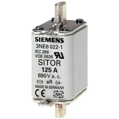 Siemens 3NE10220 Zekeringsinzetstuk Geschikt voor Zekeringsgrootte 000-4 Afmeting zekering : 0 125 A 690 V 3 stuk(s)