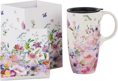 Keramische Koffiemok met Levenslange Garantie - Porselein Latte Reisbeker met Lekvrije Deksel en Kleurdoos - 17oz