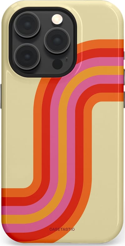 Casetastic hoesje geschikt voor Apple iPhone 15 Pro - MagSafe - Dubbellaagse bescherming - Retro bocht - Fashion Case - Zand Rood Oranje Roze
