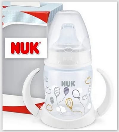 NUK | First Choice | Fles om te leren drinken | 150ml | 6-18maanden | wit | ballonnen | 6-18 maanden