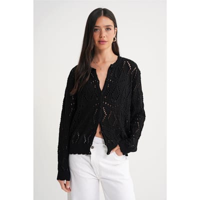 Gestructureerde Brei Cardigan met Knopsluiting