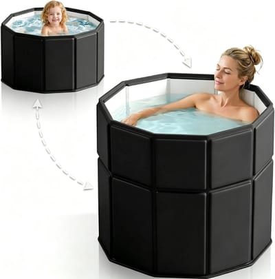 SNJY® Zitbad voor Volwassenen - Opvouwbaar Bad - Inklapbaar Bad - 2-in-1 - 80x70 cm - Zwart