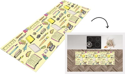 Keukenloper - Loper keuken - School - Patronen - Potlood - 150x50 cm - Keukenloper vinyl