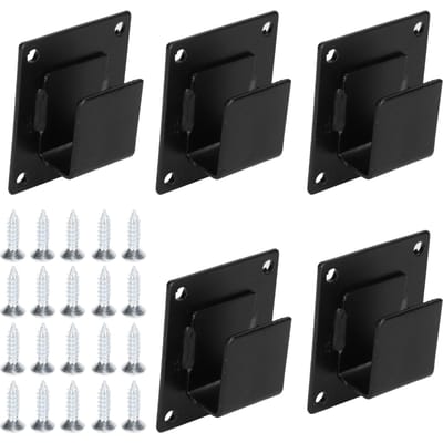 5 pièces Support de fixation d'étagère murale Crochet de suspension pour étagère d'exposition Support de rack Barre tubulaire Support Noir Type d'ouverture black