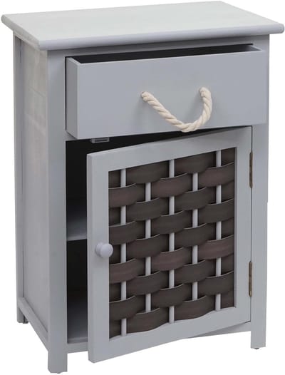 Ladekast MCW-K83, ladekast ladekast, hout 55x39.5x28.5cm ~ grijs, polyrattan donkergrijs