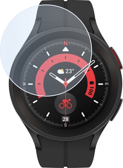 Screenprotector Geschikt voor Samsung Watch 5 Pro 45 mm - Extra Sterk - Tempered Glass - Gehard Glas - Beschermglas Screen Cover - Bescherm Protector voor Smartwatch
