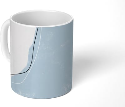 Mok - Koffiemok - Blauw - Minimalisme - Abstract - Mokken - 350 ML - Beker - Koffiemokken - Theemok