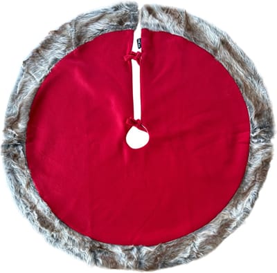 Luxe Ronde kerstboomrok - Kerstboomkleed - Boomdeken - Rood - 90 x 90 cm