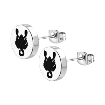 Aramat Jewels | Oorbellen | Schorpioen Oorbellen RVS Zilverkleurig – 8mm – Uniseks Dierenoorbellen | | | |8mm | Staal | Volwassenen | Verkleurd niet