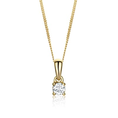Miore Pure Collier Ketting Dames - 14 Karaat Goud - Met Diamanten - Met Hanger - 45 cm